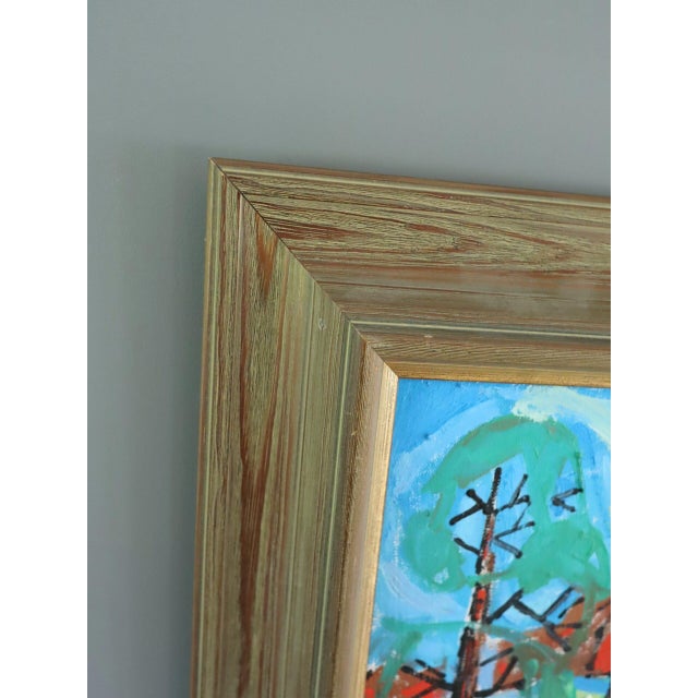 1965 Mid-Century Modern 'The Joyful Passage' Vintage Original Swedish Street Scene Oil Painting, Framed For Sale - Image 6 of 13