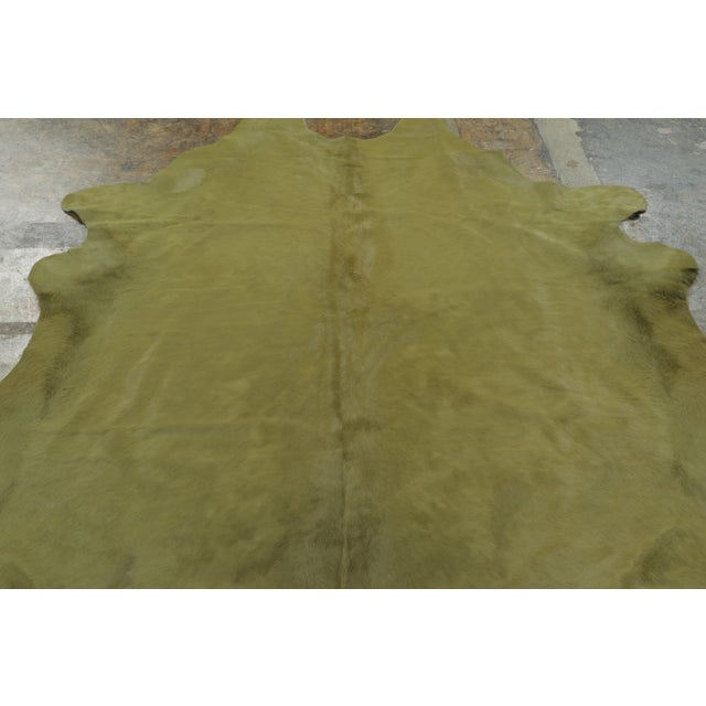 Contemporary Rug & Kilim’s Contemporary Cowhide Solid Rug in Sage Green Hues For Sale - Image 3 of 9