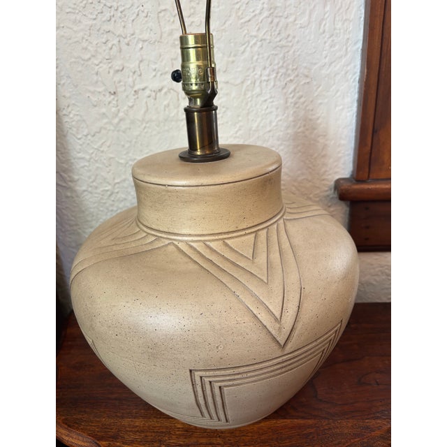 1970s 1970s Midcentury Southwestern Lamp With Shade For Sale - Image 5 of 9