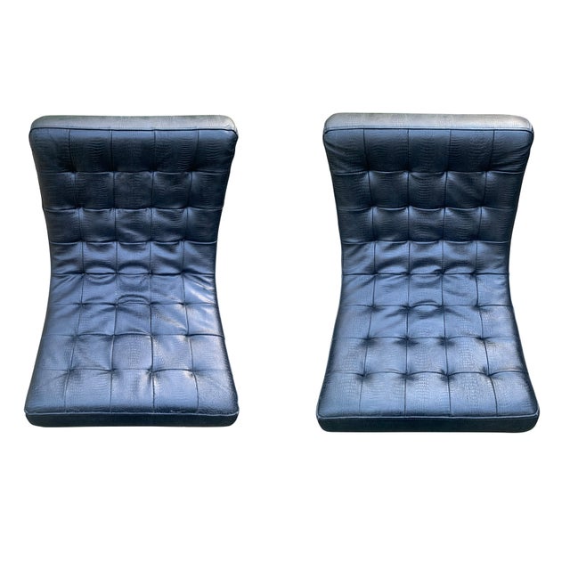 Mid-Century Modern Lounge Chairs in Faux Black Crocodile from Arne Norell, Set of 2 For Sale - Image 4 of 10