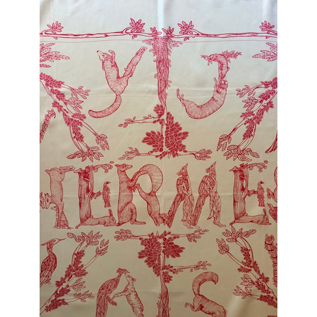 Beige Hermès Alphabet III 1990 Silk Scarf Designed by Anne Faivre For Sale - Image 8 of 12