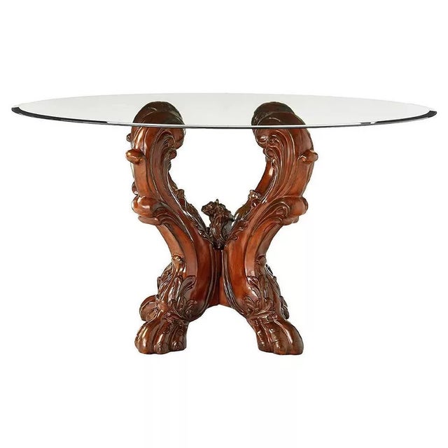Acme Furniture Dresden Dining Table Cherry Oak/Clear Glass Elegant Pedestal Base Traditional-style Acme Furniture Dresden...