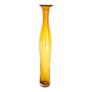 1970s Hand Blown Amber Glass Soliflore Tall Vase in the Style of Murano
