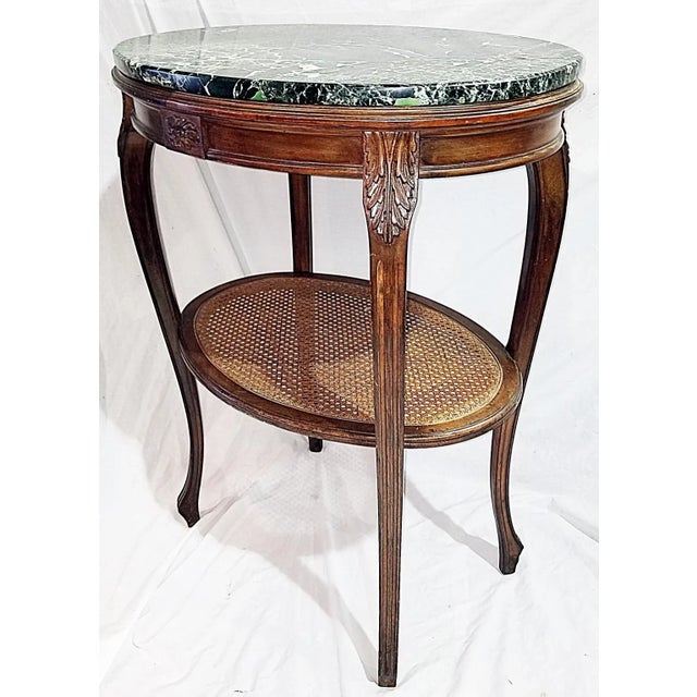 19c French Marble Top Caned Side Table For Sale - Image 10 of 10