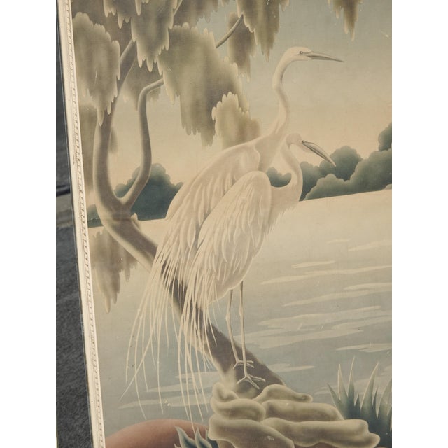 1970s Vintage Mid Century Flamingo Heron Lithograph Picture Print by Turner Mirror 3 For Sale - Image 5 of 16