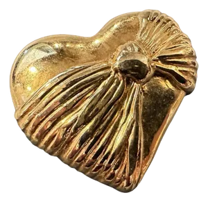 1990s Retro Brass French Heart Brooch by Loris Azzaro