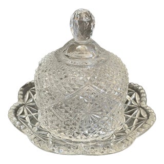 Vintage Domed Covered Butter Dish by Fostoria Glass For Sale