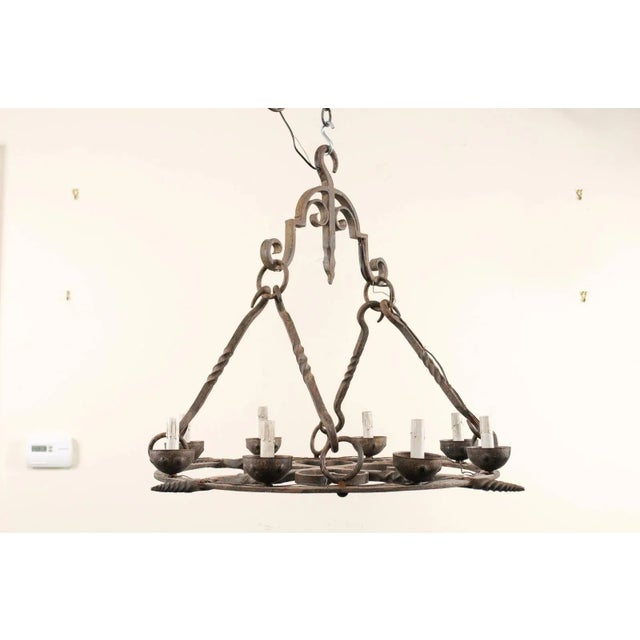 Mid 20th Century French Forged Iron Chandelier For Sale - Image 4 of 11