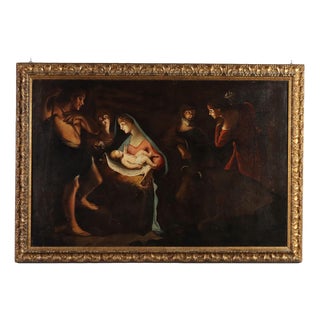 Italian School, Nativity, 18th Century, Oil on Canvas For Sale