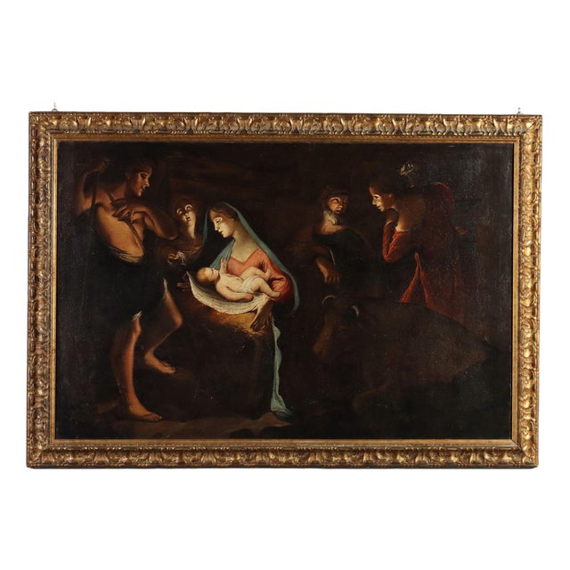 Italian School, Nativity, 18th Century, Oil on Canvas For Sale
