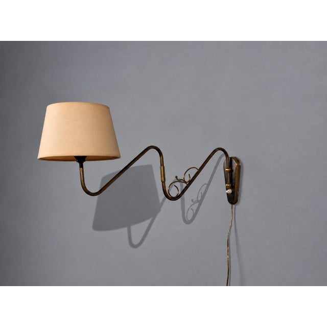 Mid-Century Modern Danish Modern, Articulating Wall Sconce, Brass, Bakelite, Denmark, 1950s For Sale - Image 3 of 12
