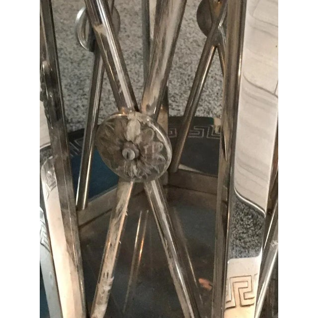 Nickeled Bronze Greek Key Design Inlaid Stone Modern Tables - a Pair For Sale - Image 12 of 13