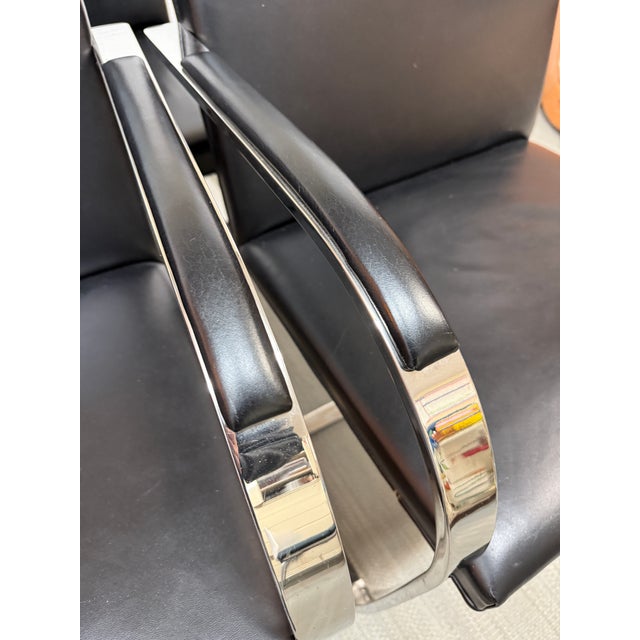 Brueton Cantilever Leather + Chrome Chairs, Pair For Sale - Image 11 of 12