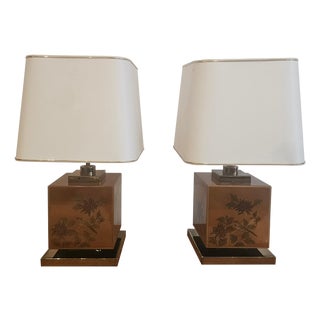 Chinoiserie Style Laquered Lamps, France, 1970s, Set of 2 For Sale