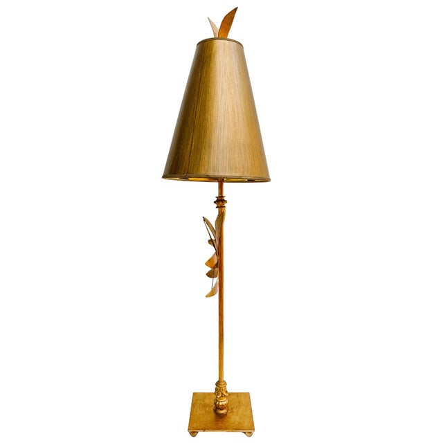Contemporary Tall & Slender Azalea Gold Table Lamps by Lucas McKearn - a Pair For Sale - Image 4 of 17