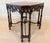 Antique Rococo Reticulated Carved Table with carved crossed stretches and double legs. The back of the table has a mark#269.