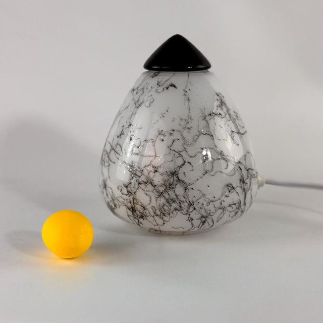 Black Murano Glass Table Lamp with Black Tip, 1980s For Sale - Image 8 of 11