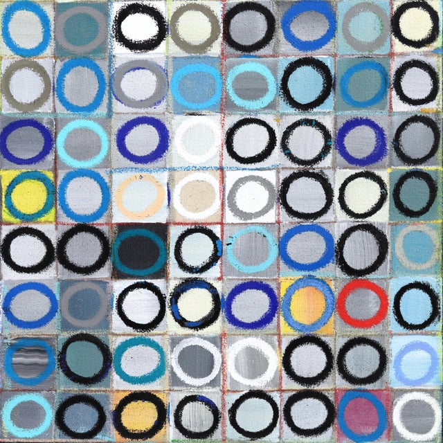 576 Circles v.5 - Large Original Geometric Abstract Acrylic and Oil Pastel Painting on Canvas by Brandon Neher For Sale In Los Angeles - Image 6 of 9