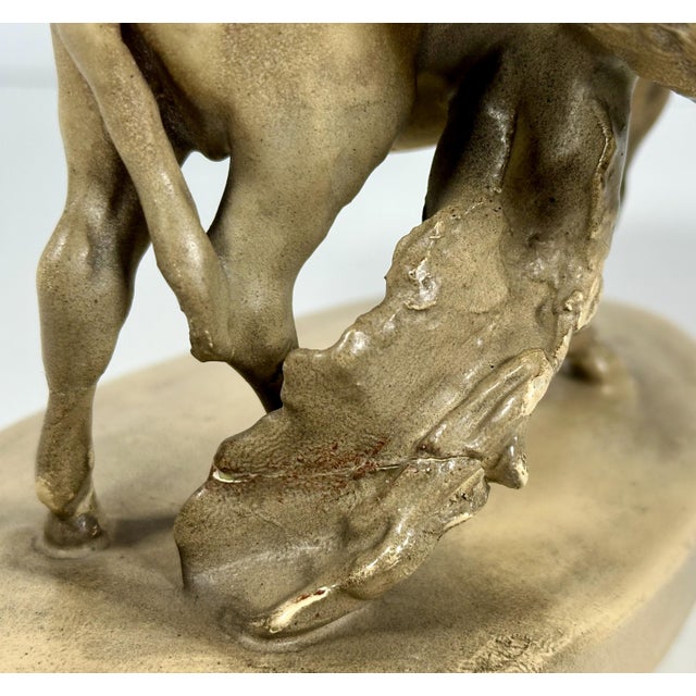 Ceramic Stellmacher Teplitz Porcelain Figurine: Girl on Donkey, Restored Antique For Sale - Image 7 of 10