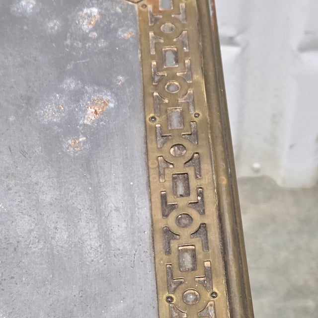 Art Nouveau Metal Pedestal Table With Ceramic Base For Sale - Image 3 of 8