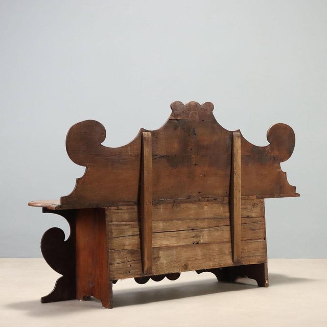 Brown Antique Bench in Stained Walnut and Oak, 1800s For Sale - Image 8 of 10