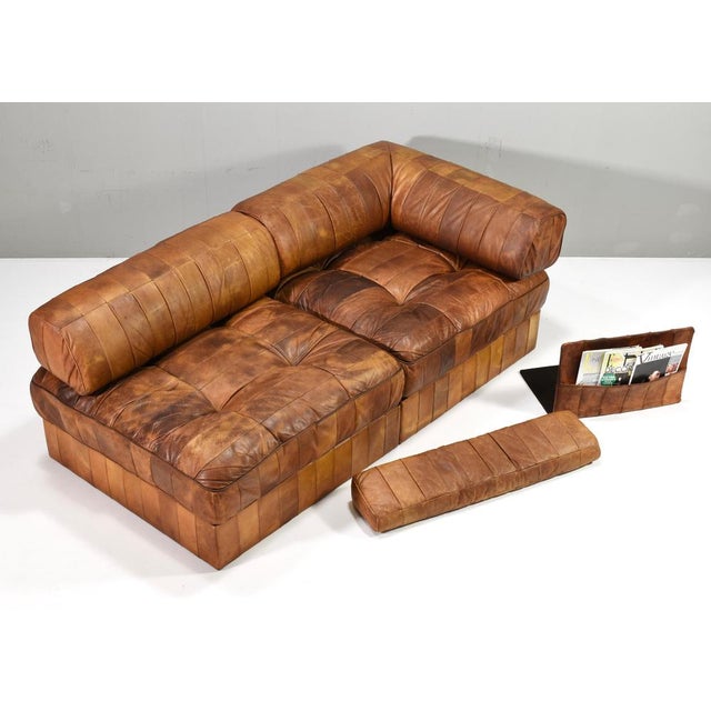 DS-88 Sectional Daybed in Cognac Tan Leather from de Sede, 1970s, Set of 8 For Sale - Image 4 of 18