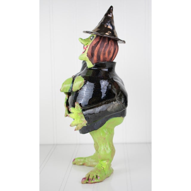 Signed Postmodern Feminist Sculptural Pottery - Witch Teapot For Sale - Image 4 of 17