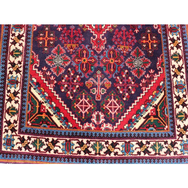 Antique Persian Joshaghan Runner With Diamond Medallions in Deep Red 3'5 X 10'6 For Sale - Image 10 of 12