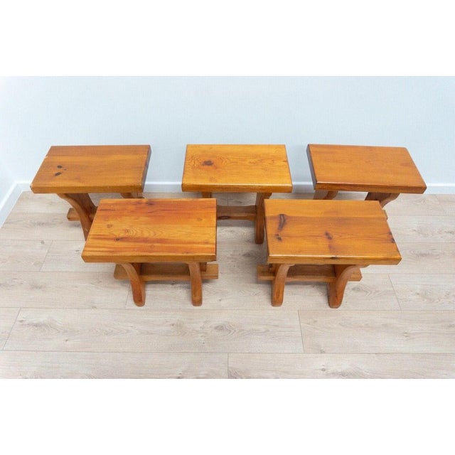 Mid-Century Swedish Dining Table and Stools in Pine, 1960, Set of 6 For Sale - Image 9 of 18
