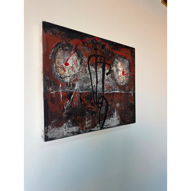 A powerful and texturally rich 1980s abstract expressionist acrylic painting on canvas, this work captures raw energy and...