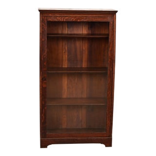 Stickley Brothers Style Antique Mission Oak Arts & Crafts Bookcase Cabinet, Circa 1900 For Sale