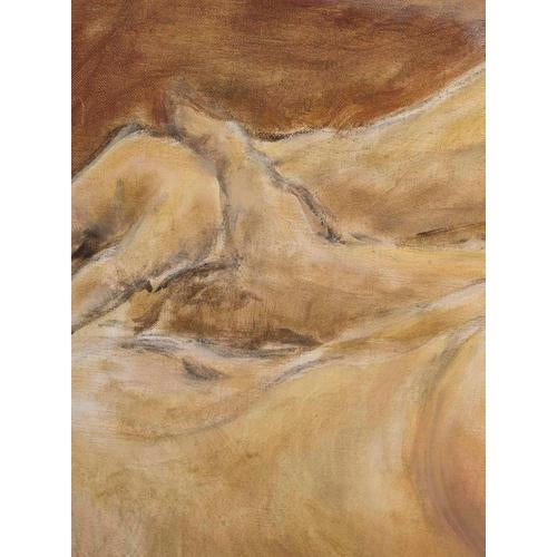 Evelyne Luez, Nude Man and a Woman Lying Down, Oil Painting on Canvas For Sale - Image 6 of 8