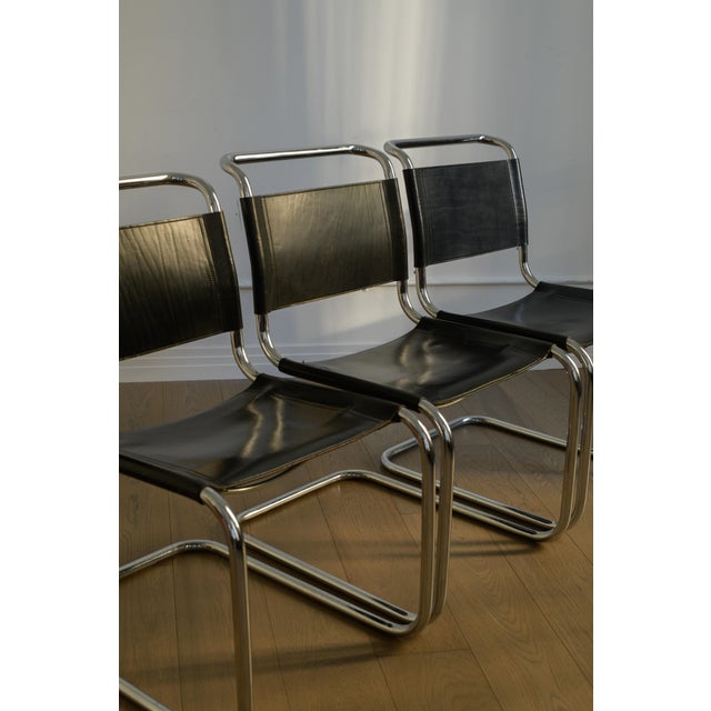Fasem 1980s S33 Dining Chairs by Mart Stam, Leather & Steel, Bauhaus For Sale - Image 4 of 9