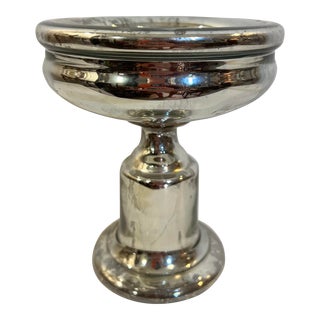 Vintage Mercury Glass Footed Pedestal Bowl Catchall by Roost For Sale