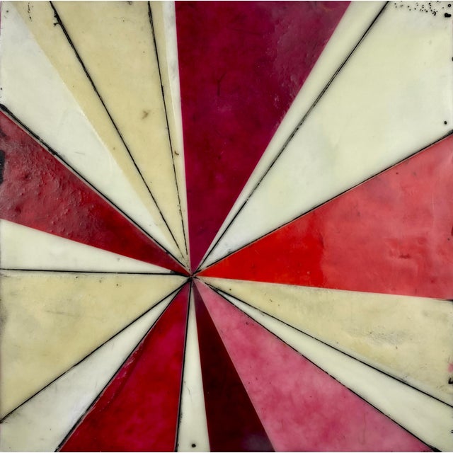 2020s "Cherry and Bubblegum" by Gina Cochran - Encaustic and Mixed Media Pair - 2 Panels For Sale - Image 5 of 6