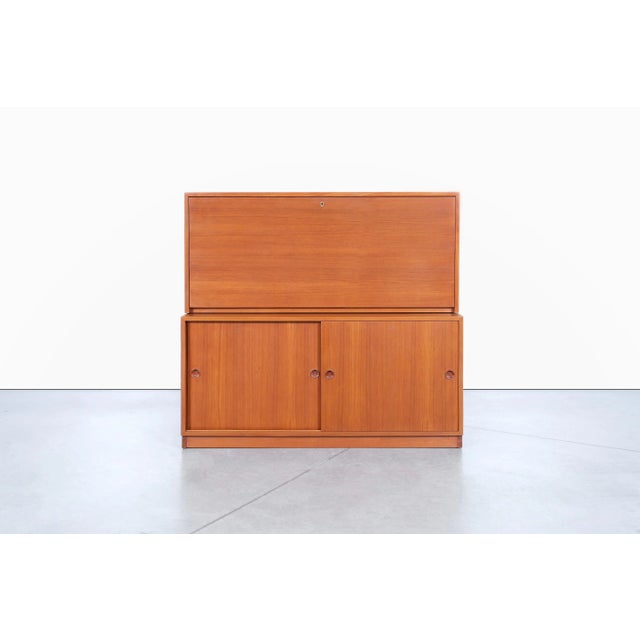 Wood Mid-Century Modern Two-Piece Teak Secretary Cabinet / Desk by Borge Mogensen For Sale - Image 7 of 12