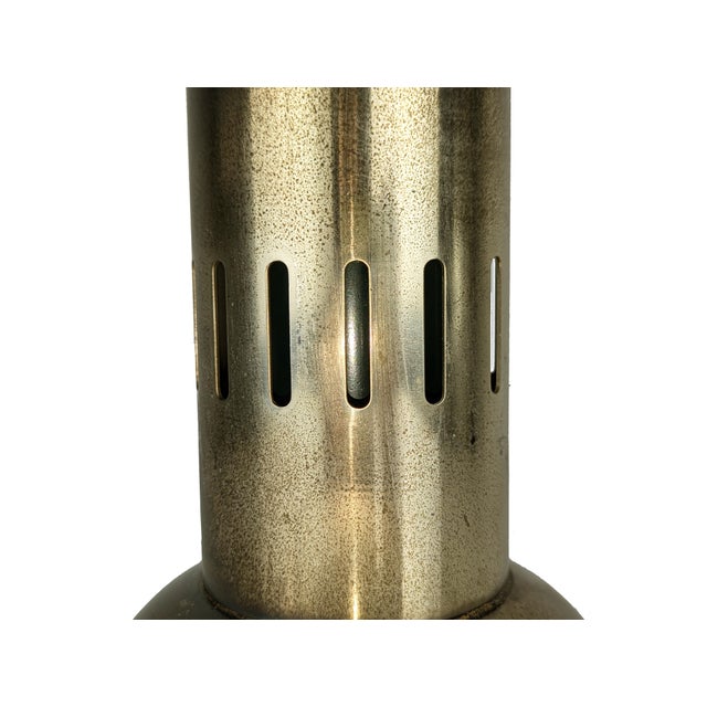 Rare metal and glass table lamp designed by Sergio Asti for Adrasteia. Burnished and painted metal base and opaline glass...