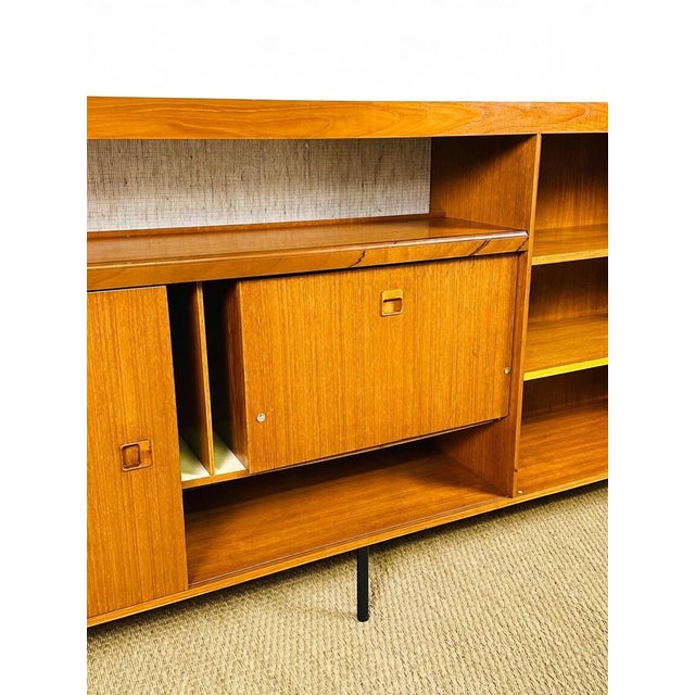 Black Tall Scandinavian Teak Sideboard, 1960s For Sale - Image 8 of 17
