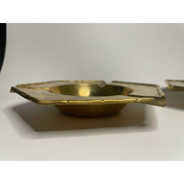 Metal Vintage Hollywood Regency Hexagon Soild Brass Catchall/Ashtray, a Pair For Sale - Image 7 of 10