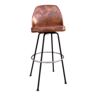 Mid-Century Cosco Brown Vinyl Stool For Sale