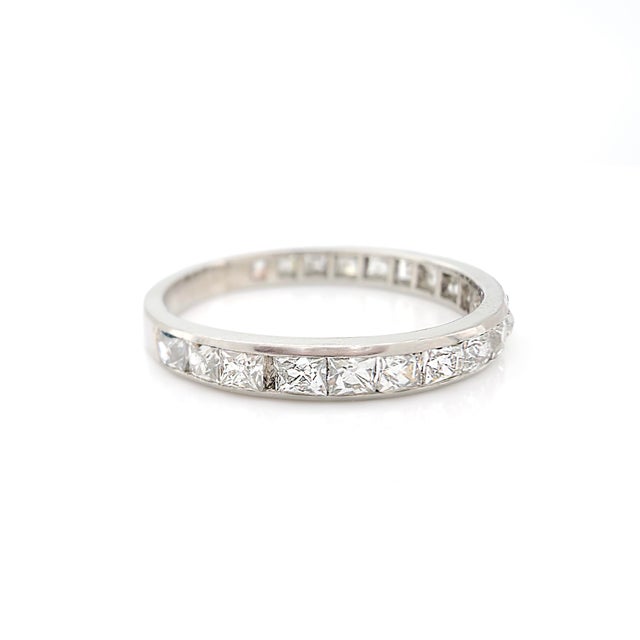 1920s Art Deco Platinum French Cut Diamond Ring, 0.90 Ct, Size 6.75 For Sale - Image 4 of 14