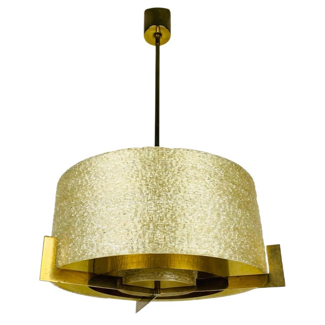 Mid-Century Brass Chandelier from Kaiser, 1960s For Sale
