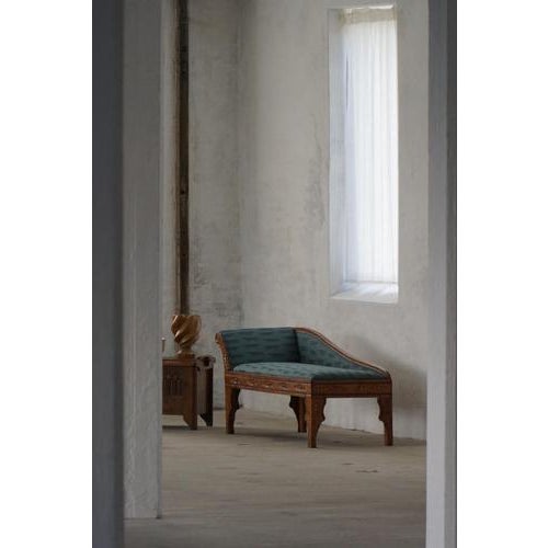 Art Nouveau Danish Chaise Lounge in Oak & Lisa Larson Mikey Upholstery, 1920s For Sale - Image 3 of 18