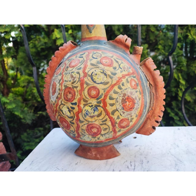 Painted Leather Wineskin Carafe, 1890s For Sale - Image 3 of 10