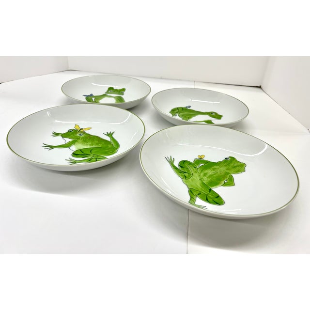 Ceramic 1970s Set of 4 Vintage Taste Setter by Sigma Frolicking Frogs Coupe Bowls For Sale - Image 7 of 12