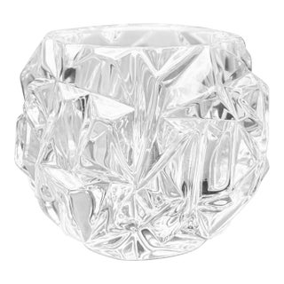 Vintage Tiffany & Co. Rock Cut Clear Crystal Votive Candle Holder For Sale