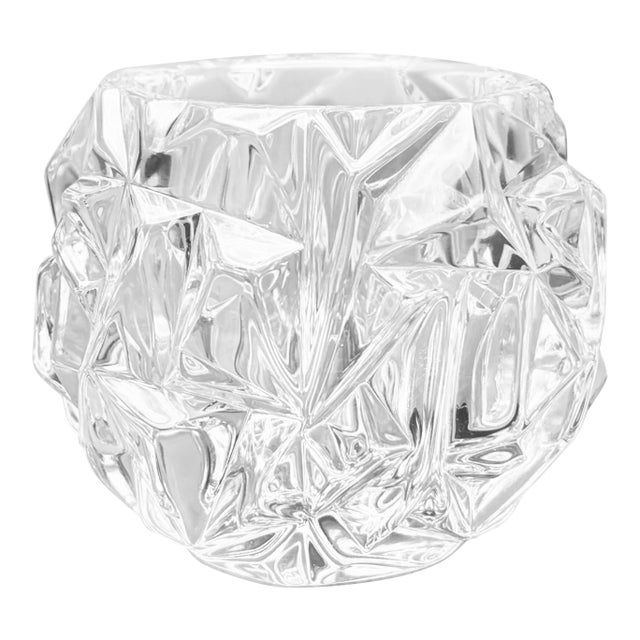 Vintage Tiffany & Co. Rock Cut Clear Crystal Votive Candle Holder For Sale