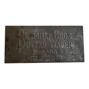 Early 1900s Bremner Bros. Butter Wafer Metal Box, Chicago, Illinois