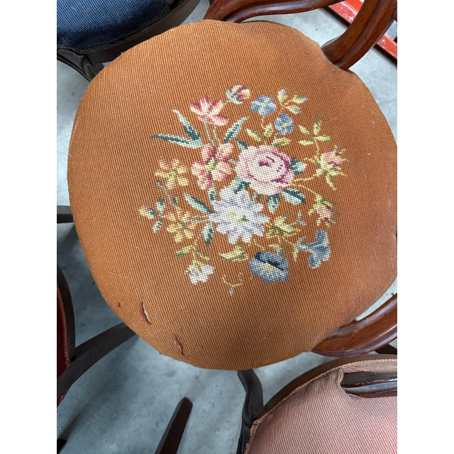 Late 19th Century Set of 6 Louis Philippe Hand Embroidered Needlepoint Parlor Chairs For Sale - Image 13 of 14