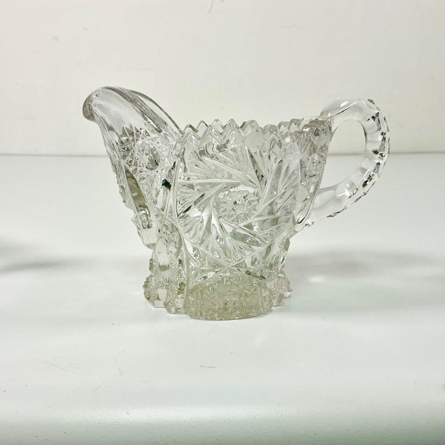 Late 1800s Antique Boho Chic Hollywood Regency American Brilliant Cut Creamer & Sugar - A Pair For Sale - Image 12 of 17